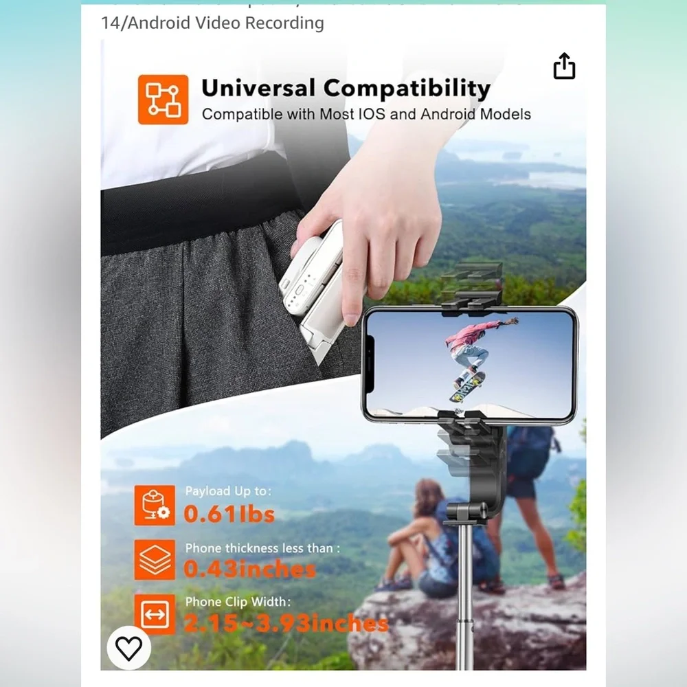 Hohem iSteady Q Gimbal Stabilizer for Smartphone, 1 Axis Selfie Stick Tripod